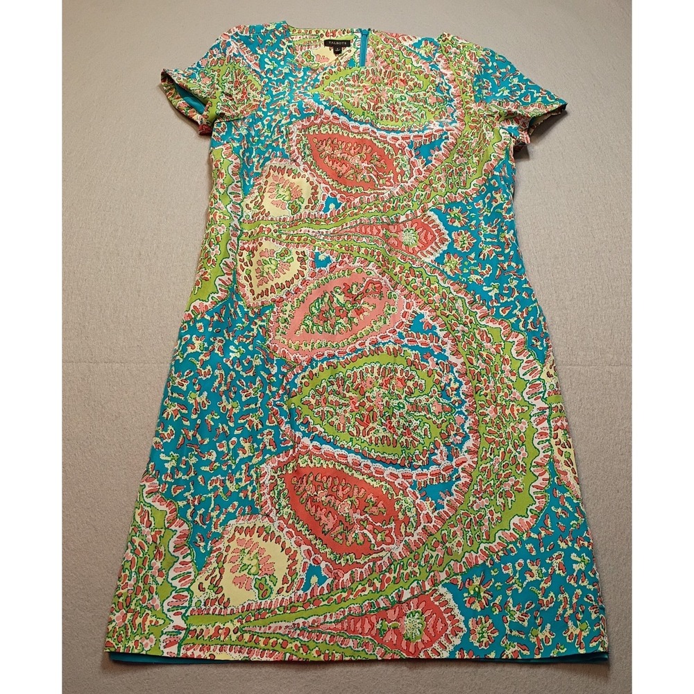 TALBOTS Colorful Dress Size 2‎ Knee Length Green Blue Pink White Spring/Summer